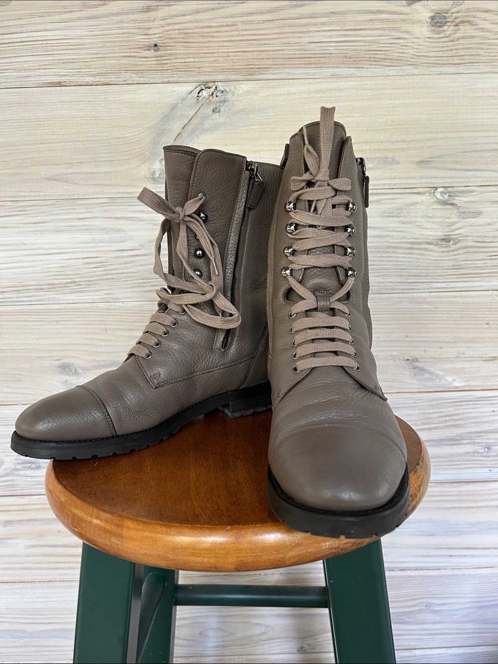 IN BOX RETIRED STYLE Manolo Blahnik Sherpa Lined Leather Lace-Up Combat Boots